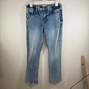 Frame Jeans Womens 29 Blue Acid Wash Lombard Le High Straight Crop Distressed